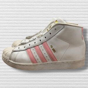 Adidas Pro Model Mid CG5202 White Pink Girls 3Y Shell Toe Sneakers Basketball